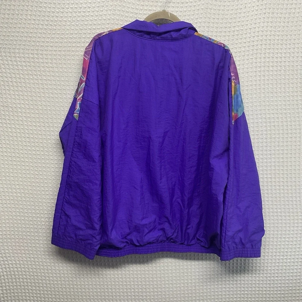 Vintage 90s‎ Jump Women's Blue Purple Colorblock Geometric Windbreaker Jacket L